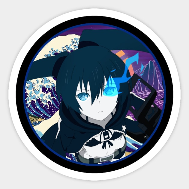 Eternal Struggle Black Rock Shooter's Cinematic Odyssey Sticker by Skateboarding Flaming Skeleton